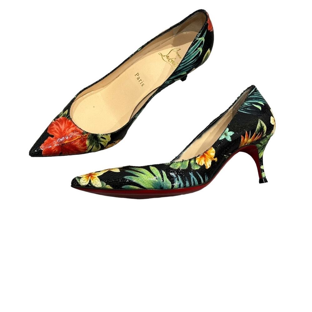 Christian Louboutin Pigalle Follies Hawaii Floral 55mm Pump Size 37.5